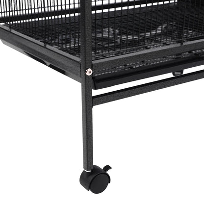 Bird Cage 94cm with Wheels - Open Top Metal Cage for Cockatiels & Parrots