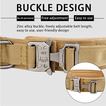 Tactical Dog Collar - Heavy Duty Nylon Collar with Metal Buckle for Medium & Large Dogs