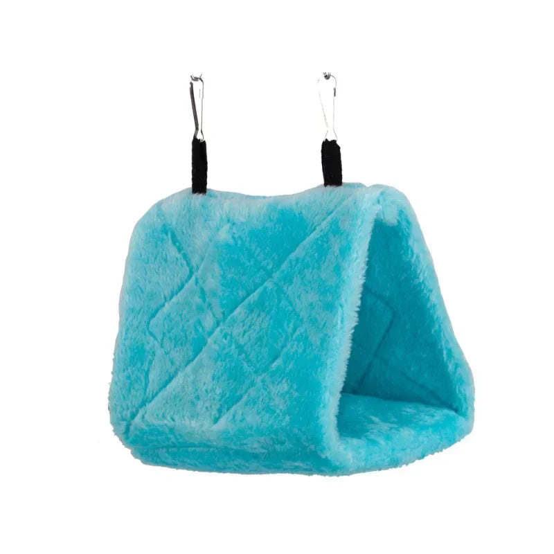 Bird Hammock Hut - Warm Plush Hanging Nest for Parrots & Small Birds