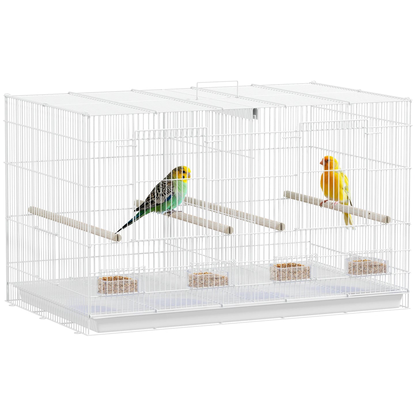 Bird Cage with Divider 76cm - 4 Wooden Perches & Slide Out Tray