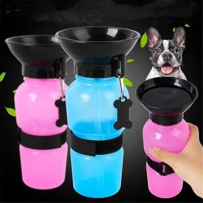 Portable Dog Water Bottle 500ml - Travel Drinking Bowl for Dogs & Cats