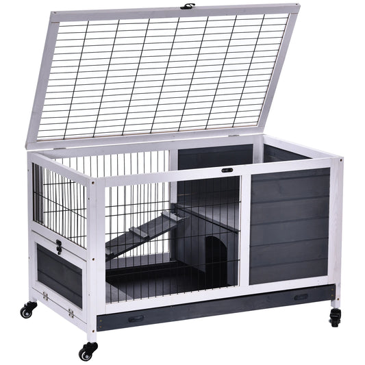 Guinea Pig Hutch 90cm - 2 - Floor Wooden Cage with Wheels & Ramp - The Best For Pets