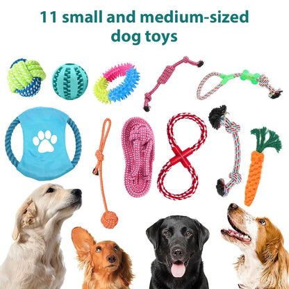 Dog Toy Set – Vibrant Chew & Squeaky Toys with Ropes for Teeth Cleaning & Play