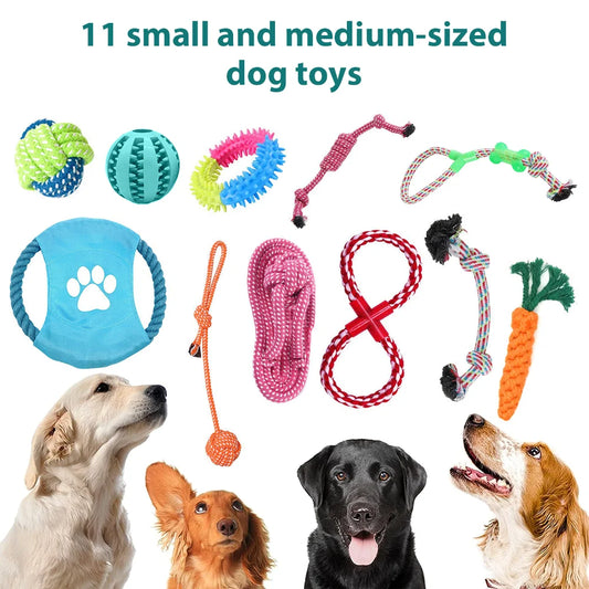 Dog Toy Set – Vibrant Chew & Squeaky Toys with Ropes for Teeth Cleaning & Play