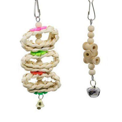 8-Piece Bird Toy Set - Wooden Swing, Chewing & Hanging Toys for Parakeets