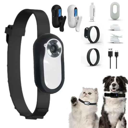 Pet Collar Camera 1080P - Mini Sports Action Camera with 200-Min Battery