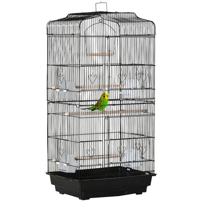 Large Bird Cage 92cm - Metal Cage with Perches, Food Bowls & Swing
