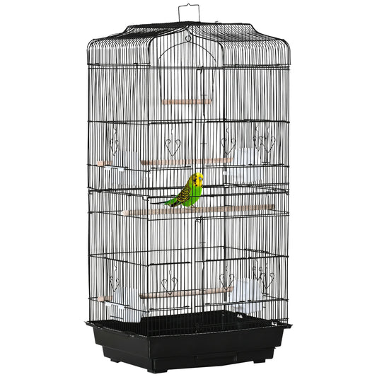 Large Bird Cage 92cm - Metal Cage with Perches, Food Bowls & Swing
