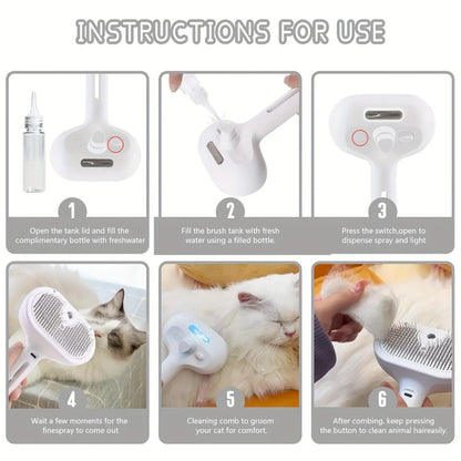 Pet Grooming Mist Spray Comb – Dematting Brush & Hair Remover for Dogs & Cats