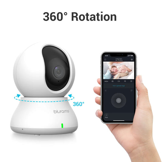 2K WiFi Pet Camera - 360° PTZ Indoor Camera with 2-Way Talk & Night Vision