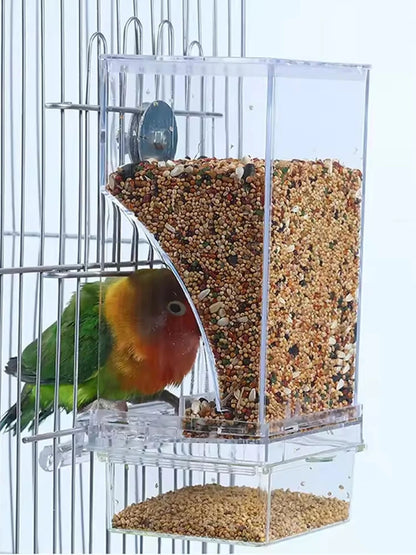 Anti-Spill Bird Feeder - Clear Transparent Food Box for Parrots