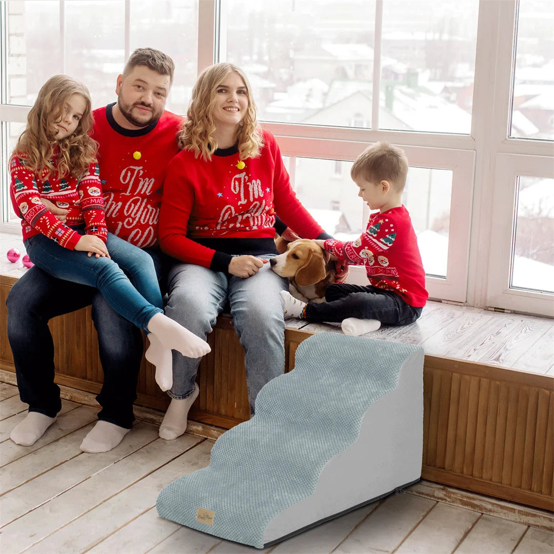 Dog Stairs 5 Steps - Pet Steps for High Beds & Sofas with Washable Cover