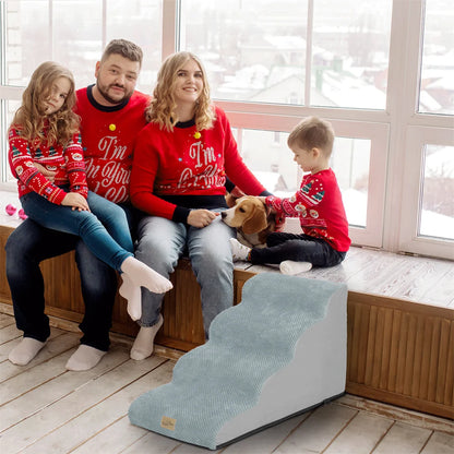 Dog Stairs 5 Steps - Pet Steps for High Beds & Sofas with Washable Cover