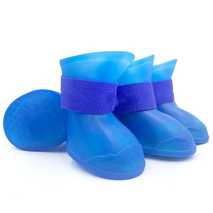 4-Piece Waterproof Dog Boots - Anti-Slip Rubber Rain Shoes for Dogs & Cats