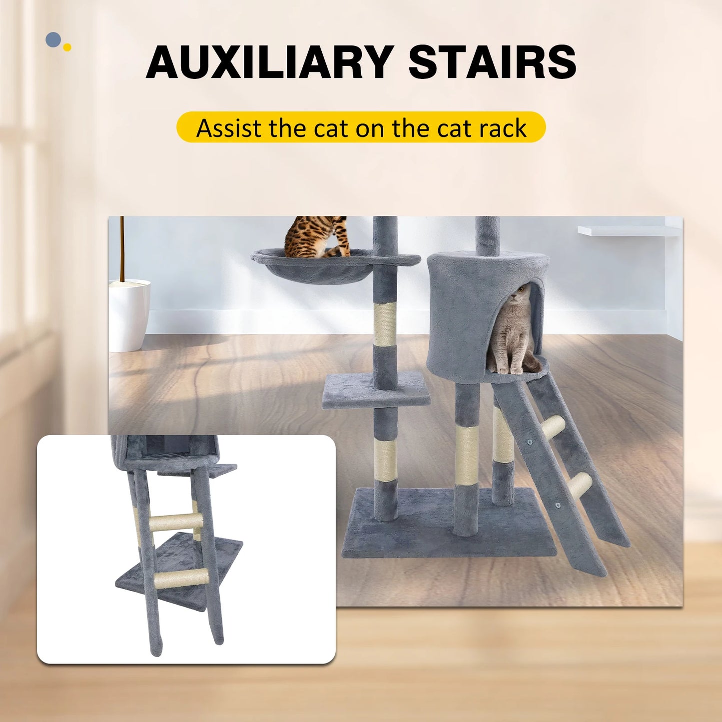 5-in-1 Cat Tree – Tall Indoor Climbing Tower with Scratching Posts & Boards