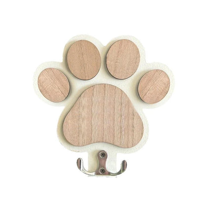 Paw Print Wooden Leash Hanger – Wall Hook for Dog Collars, Coats & Gifts for Pet Lovers