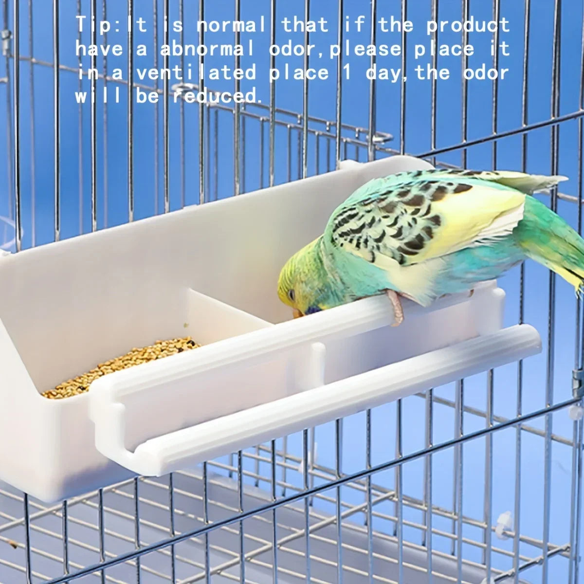 Bird Feeding Trough - Double Grid Stand Feeder for Parrots