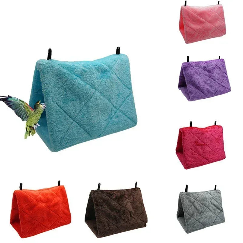 Bird Hammock Hut - Warm Plush Hanging Nest for Parrots & Small Birds