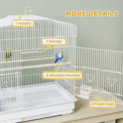 Large Bird Cage 59cm - Spacious Cage with Perches, Food Bowls & Swing - The Best For Pets