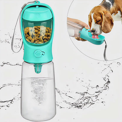 Portable Pet Food & Water Bottle – Food Grade Travel Cup with Food Dispenser for Dogs & Cats